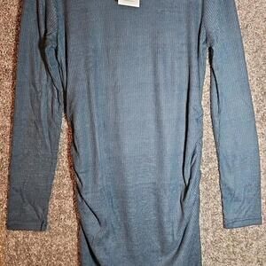 Women's Long Sleeved Knit Maternity Dress. Ink Blue. Size L